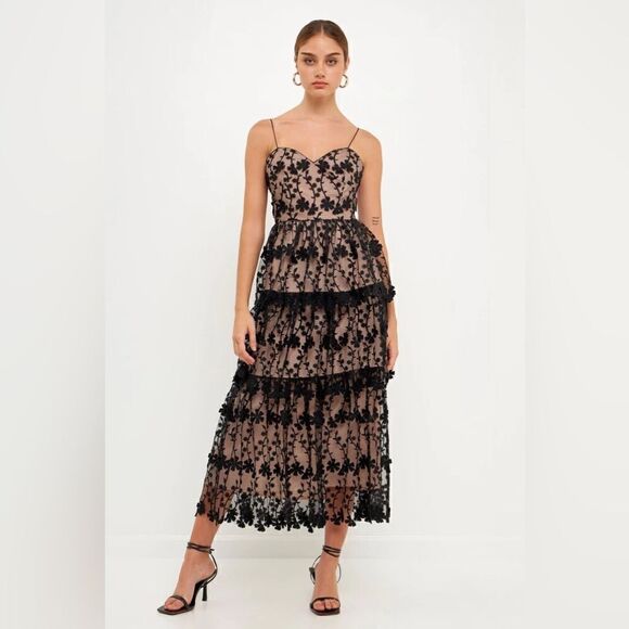 Endless Rose Crochet Layered Midi Dress / Size  XS - Picture 1 of 8